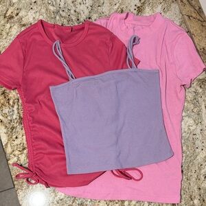 3-Piece Pink & Lavender Tee + Cami Set